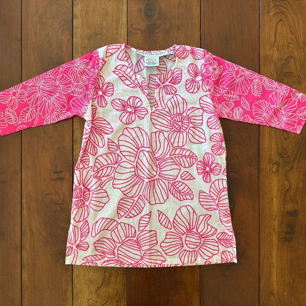 Gretchen Scott Pink and White Swim Coverup